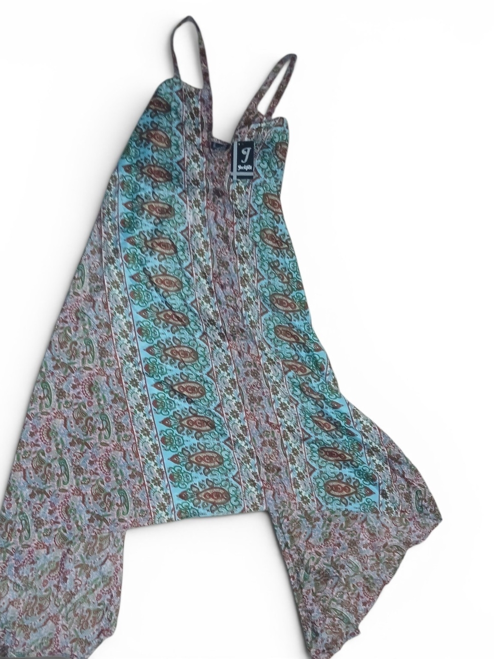 Y2k  Boho Print Handkerchief Hem Dress Whimsy Free Size